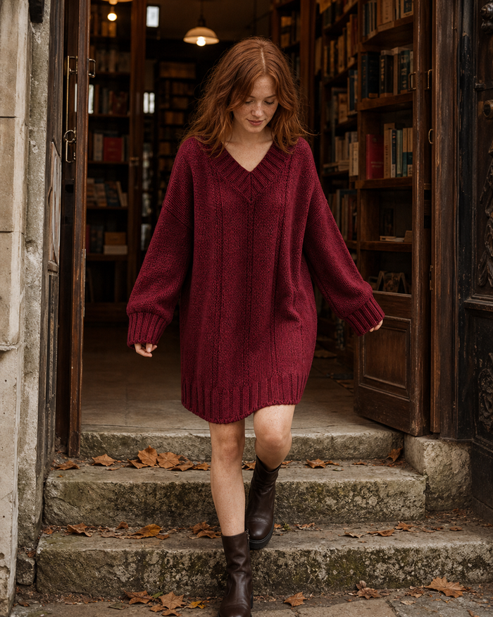 Textured Knit Sweater Dress