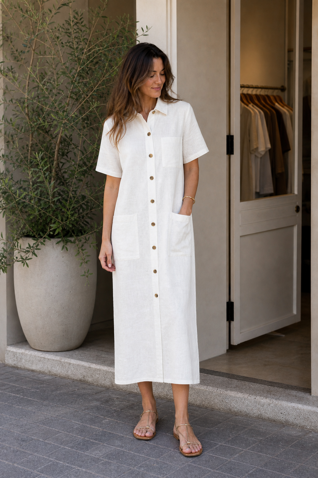 Vestido camisa minimalista com botoes - JMTRICK standard-5 01 真人主图