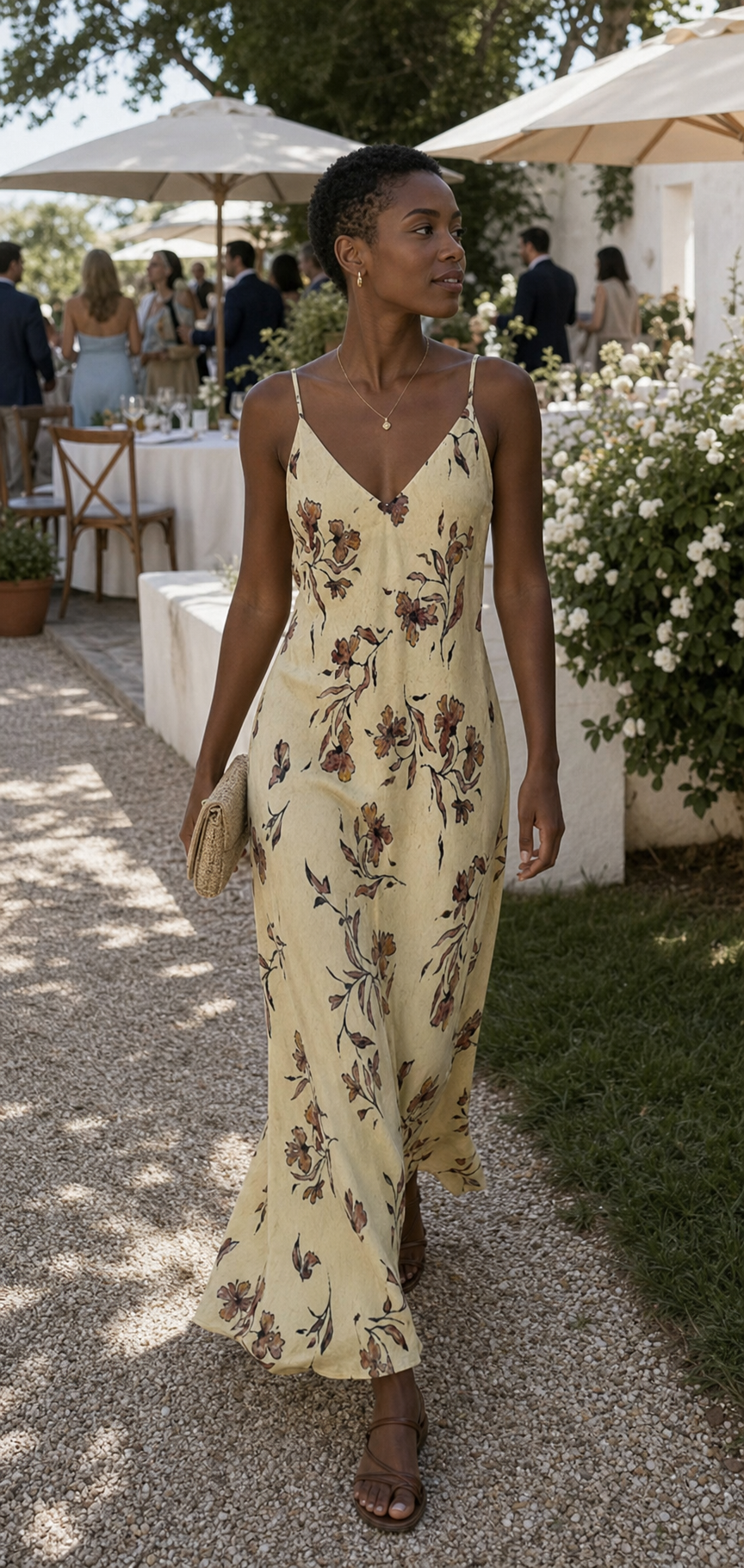 Vestido floral de alcas finas - JMTRICK standard-5 02 真人场景图-户外午宴行走