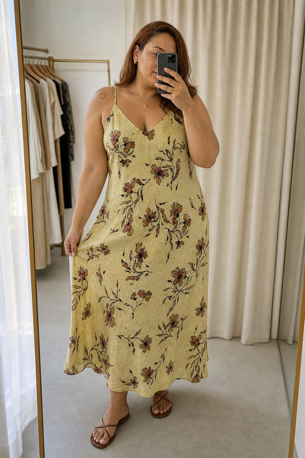 Vestido floral de alcas finas - JMTRICK standard-5 03 真人场景图-买手试衣镜自拍