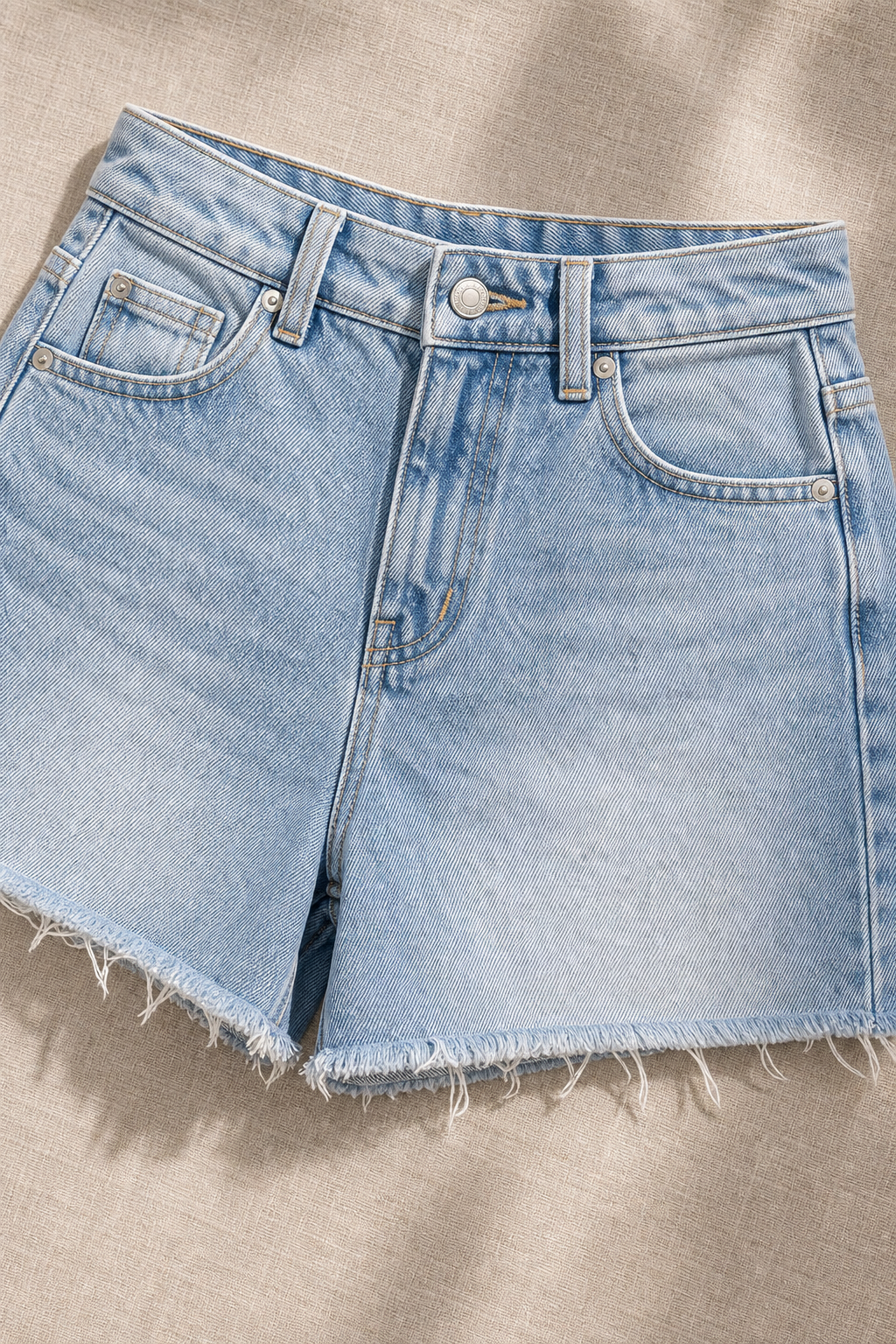Shorts jeans barra desfiada - JMTRICK standard-5 04 版型结构细节-腰头口袋毛边