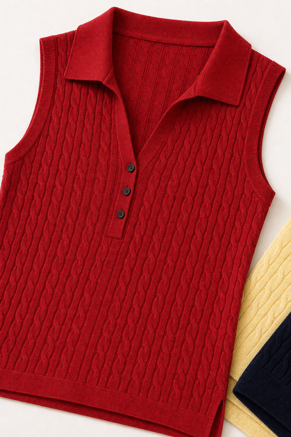 Blusa polo tricot sem mangas - JMTRICK standard-5 04 版型结构细节-翻领三扣门襟