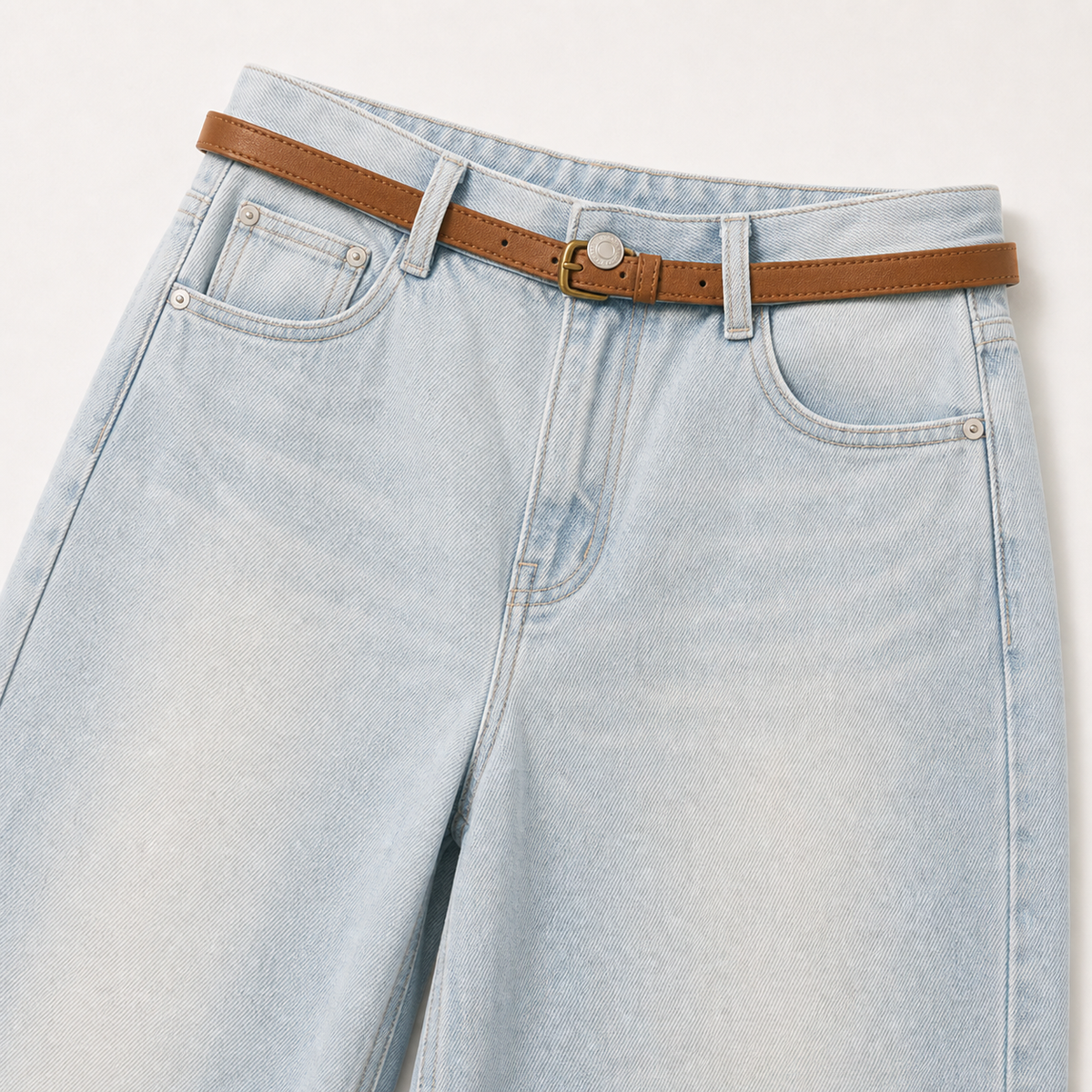 Calca jeans wide leg azul clara - JMTRICK standard-5 04 版型结构细节-腰带口袋门襟
