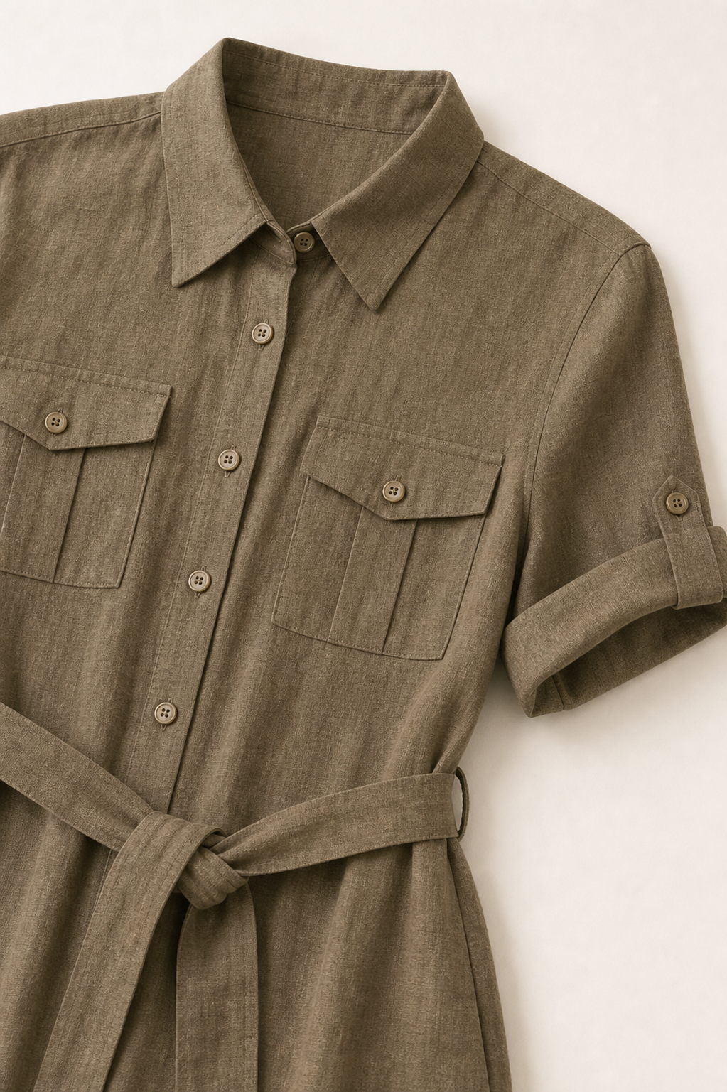 Vestido camisa utilitario caqui - JMTRICK standard-5 04 版型结构细节