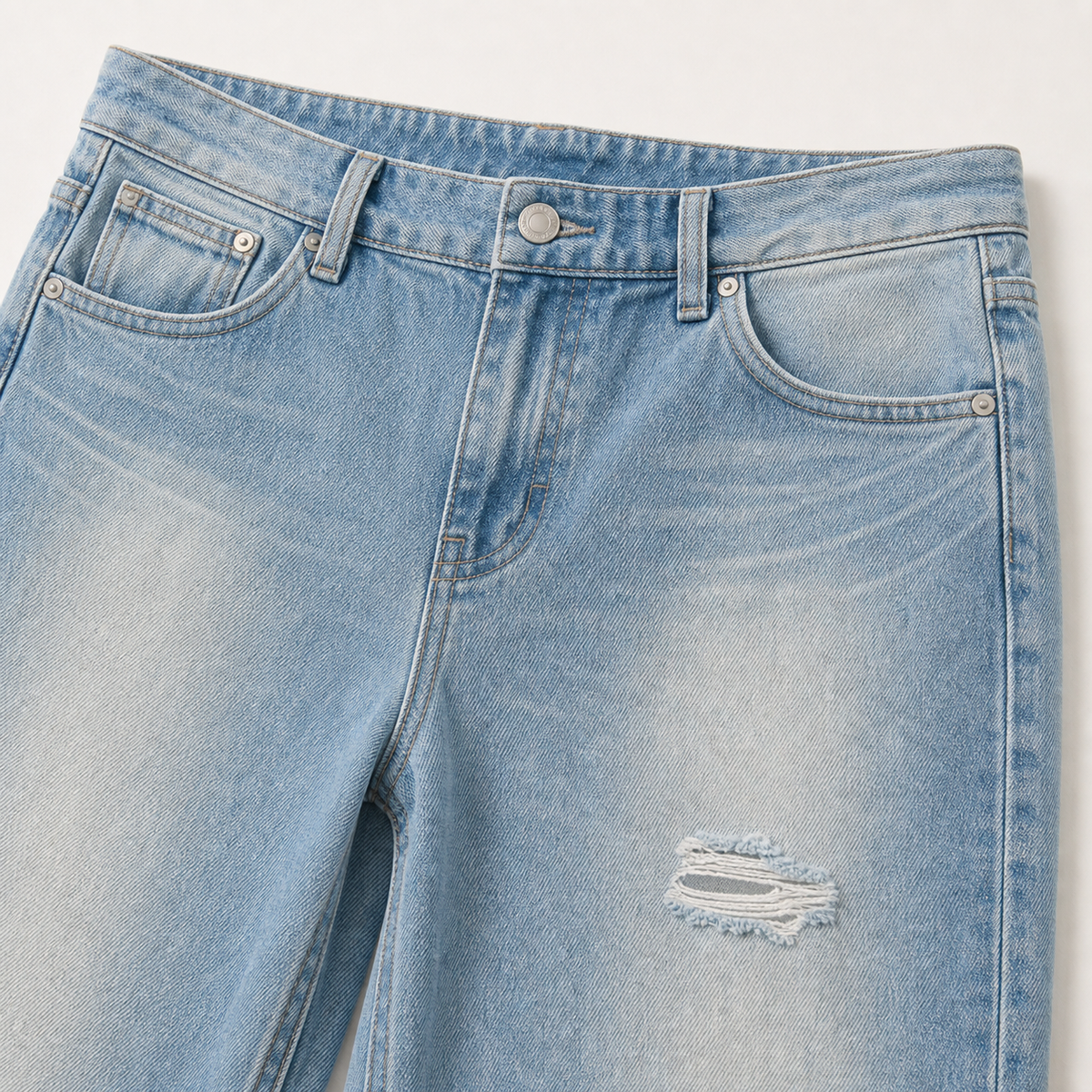 Calca jeans reta destroyed - JMTRICK standard-5 04 版型结构细节-腰头口袋破洞