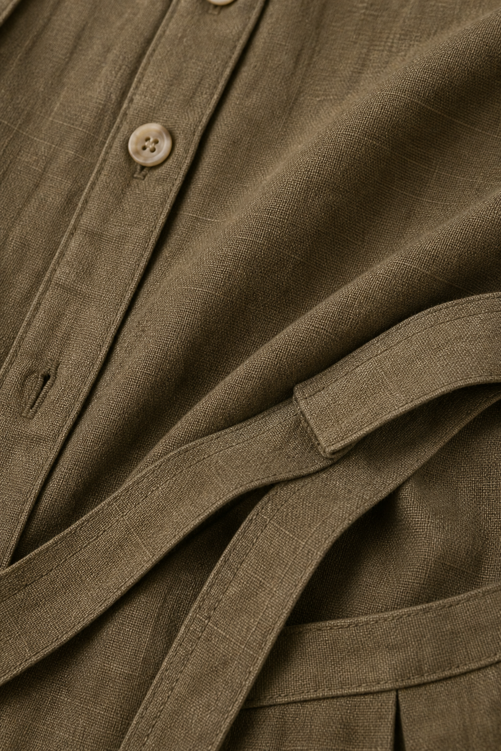 Vestido camisa utilitario caqui - JMTRICK standard-5 05 面料细节