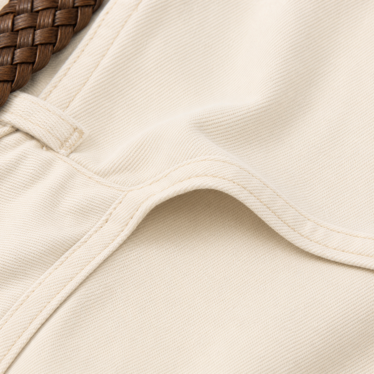 Calca wide leg off white - JMTRICK standard-5 05 面料细节-米白棉斜纹