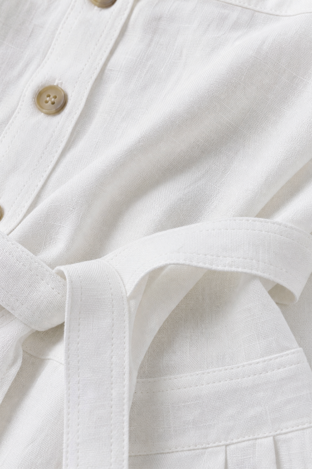 Vestido camisa branco com cinto - JMTRICK standard-5 05 面料细节