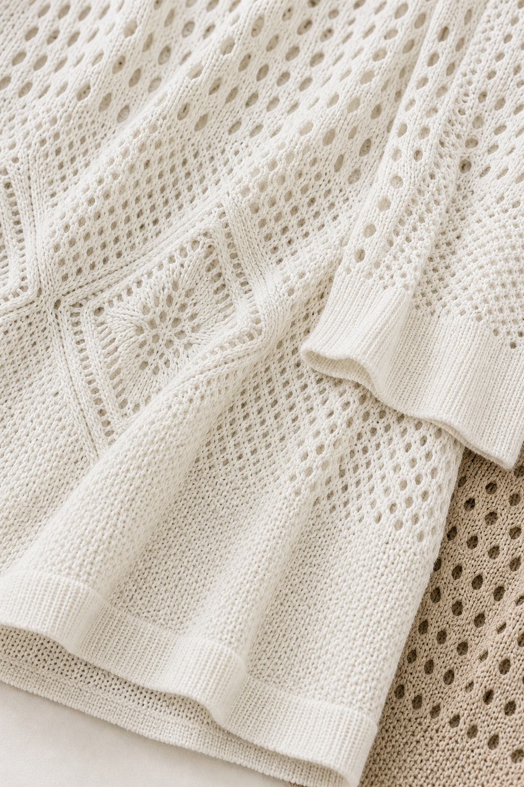 Vestido cover-up tricot vazado - JMTRICK standard-5 05 面料细节-镂空网眼针织