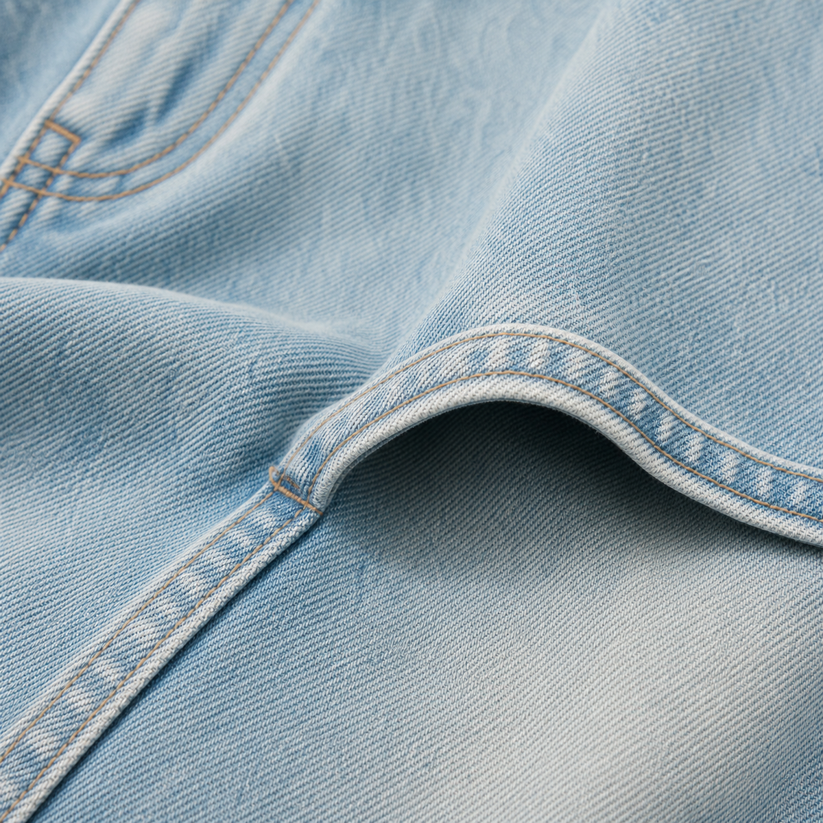 Calca jeans wide leg clara - JMTRICK standard-5 05 面料细节-浅水洗牛仔斜纹