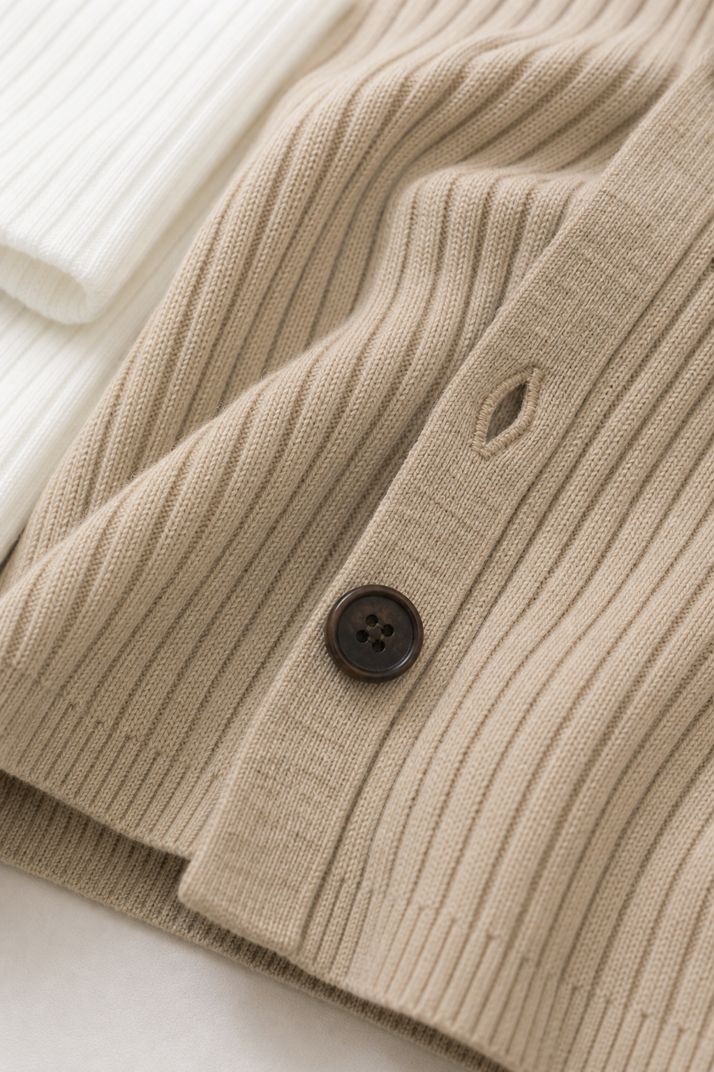 Colete tricot decote V - JMTRICK standard-5 05 面料细节-轻薄罗纹针织