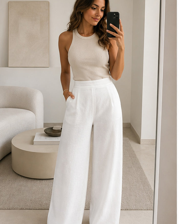 Calca branca wide leg