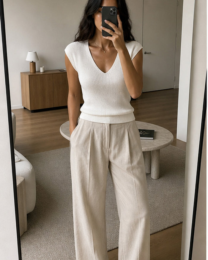 Blusa tricot decote V colorida