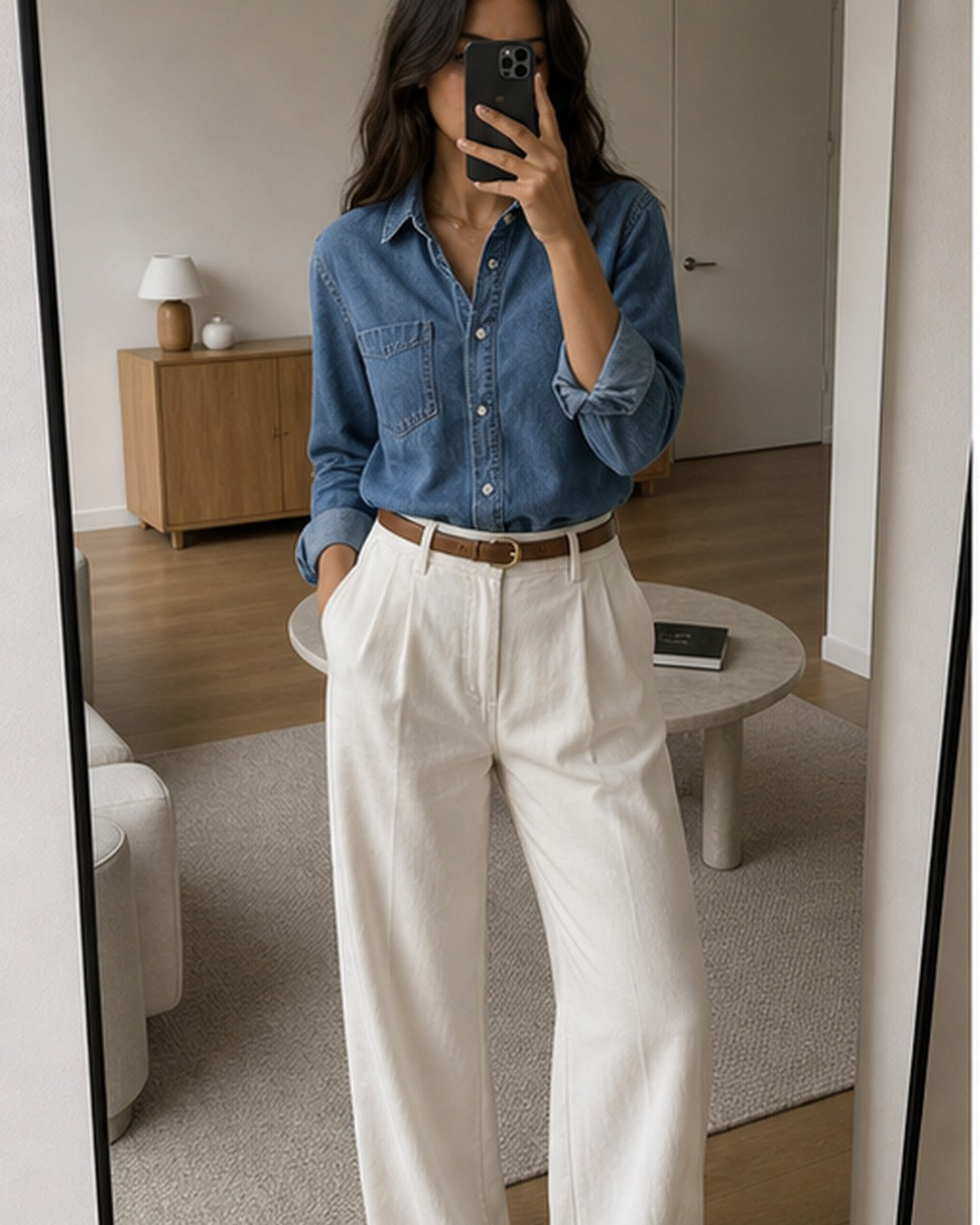 Camisa jeans manga longa - editorial com modelo 1