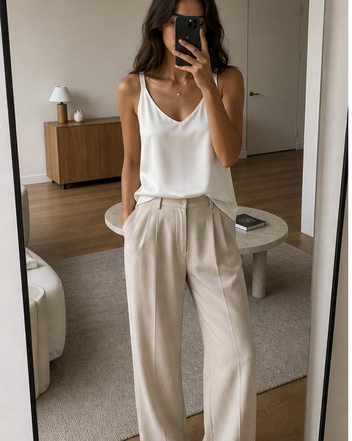 Blusa regata acetinada ampla