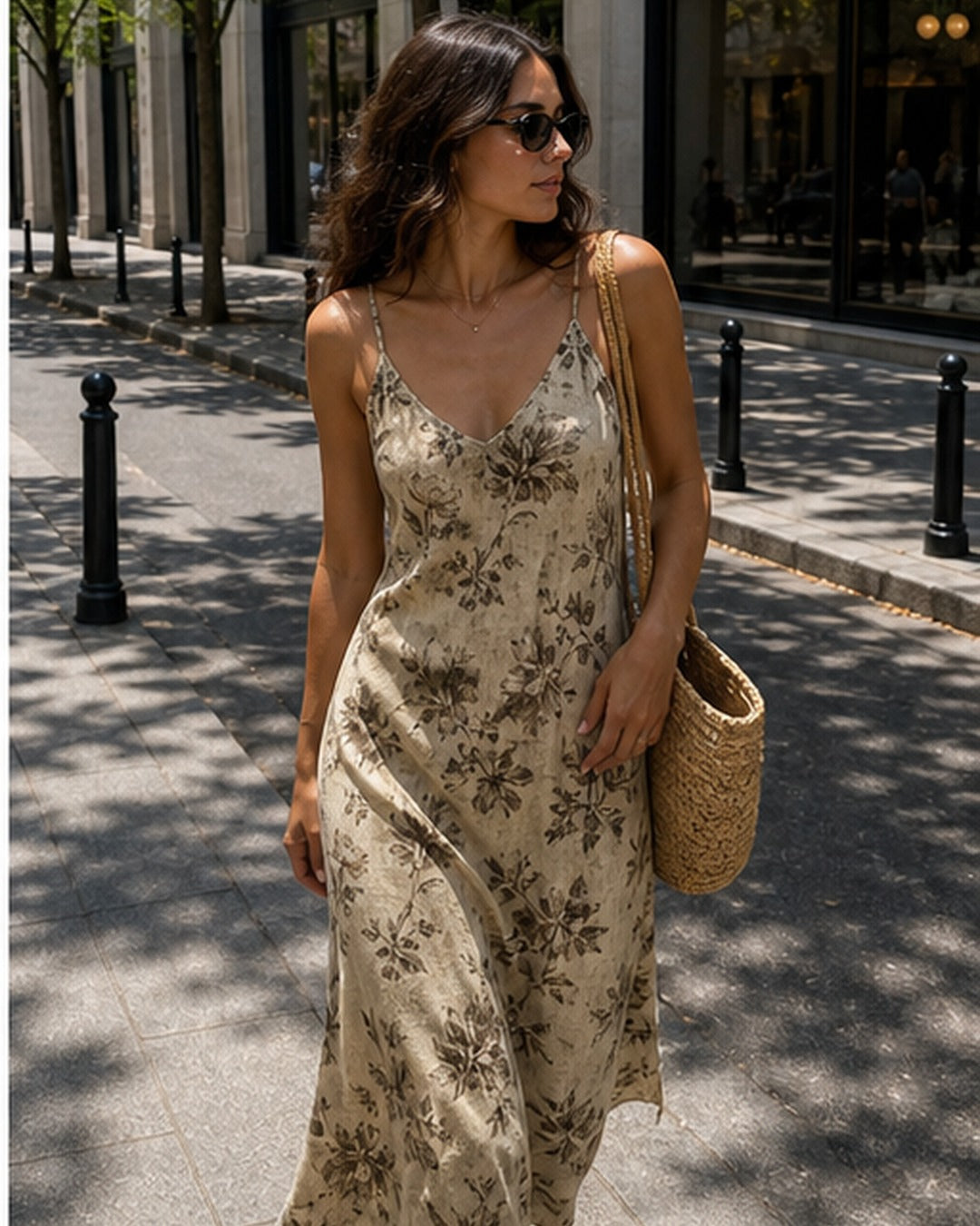 Vestido slip floral - editorial com modelo 2