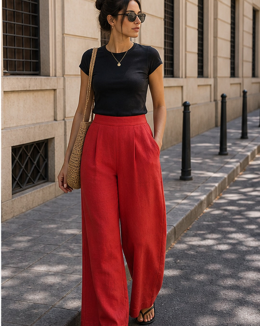 Calca pantalona colorida - editorial com modelo 2