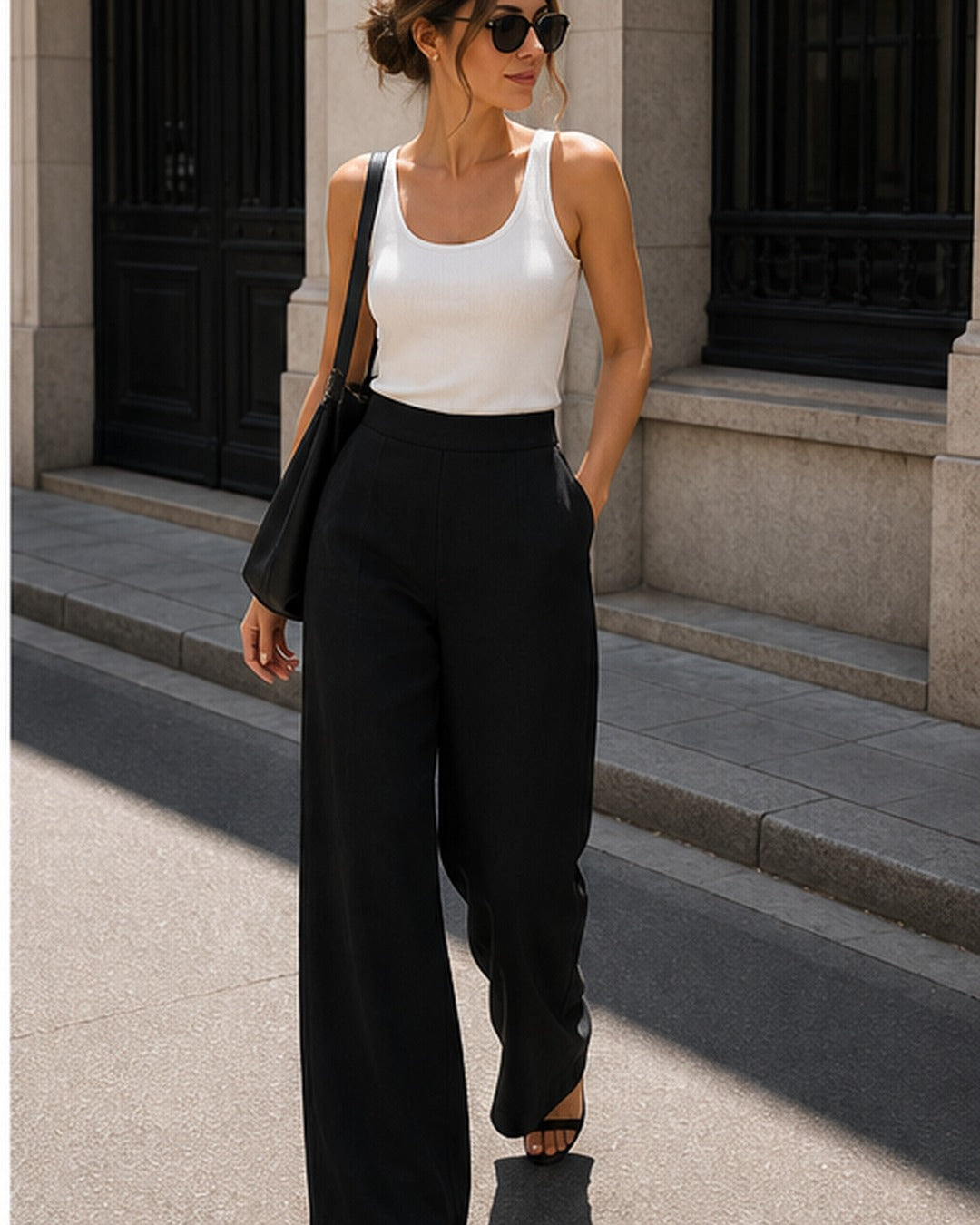 Calca pantalona reta - editorial com modelo 2