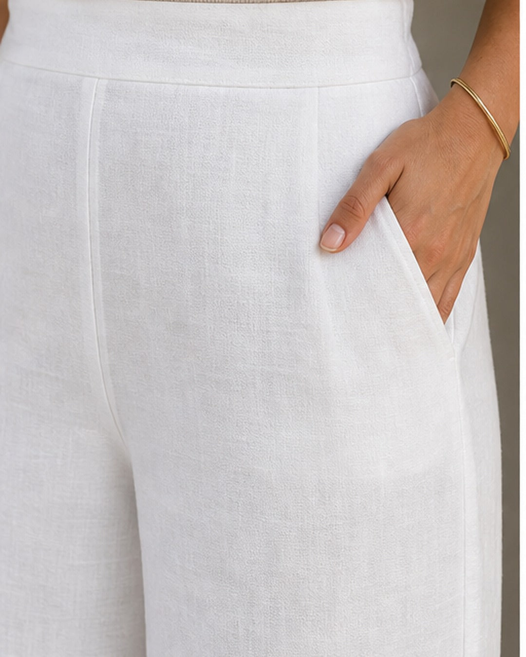Calca branca wide leg - editorial com modelo 3