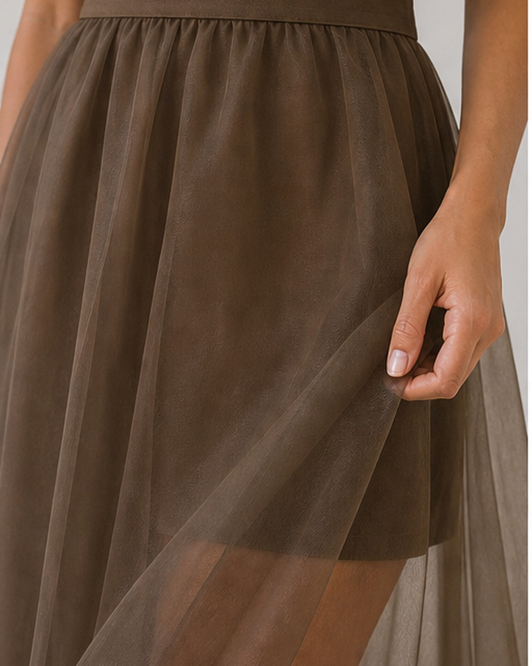 Saia midi organza translucida - editorial com modelo 3