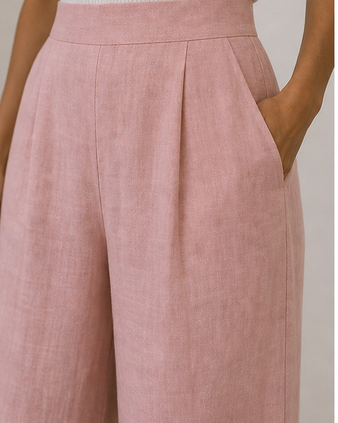 Calca pantalona linho colorida - editorial com modelo 3