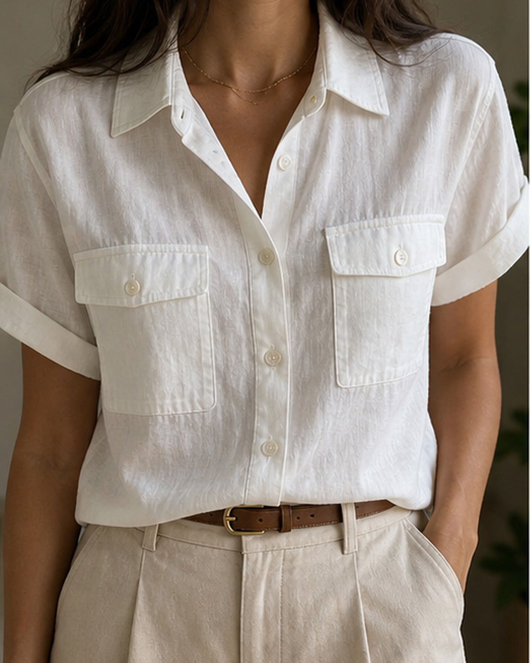Camisa utilitaria manga curta - editorial com modelo 3