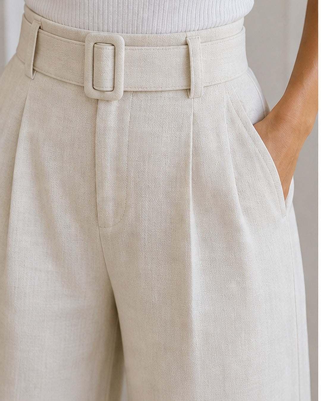 Calca wide leg com cinto - editorial com modelo 3