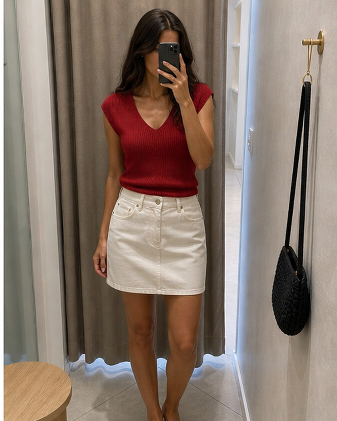 Blusa tricot decote V colorida - editorial com modelo 4