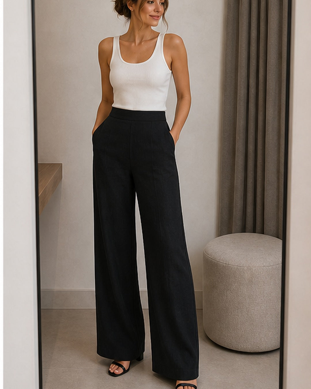 Calca pantalona reta - editorial com modelo 4