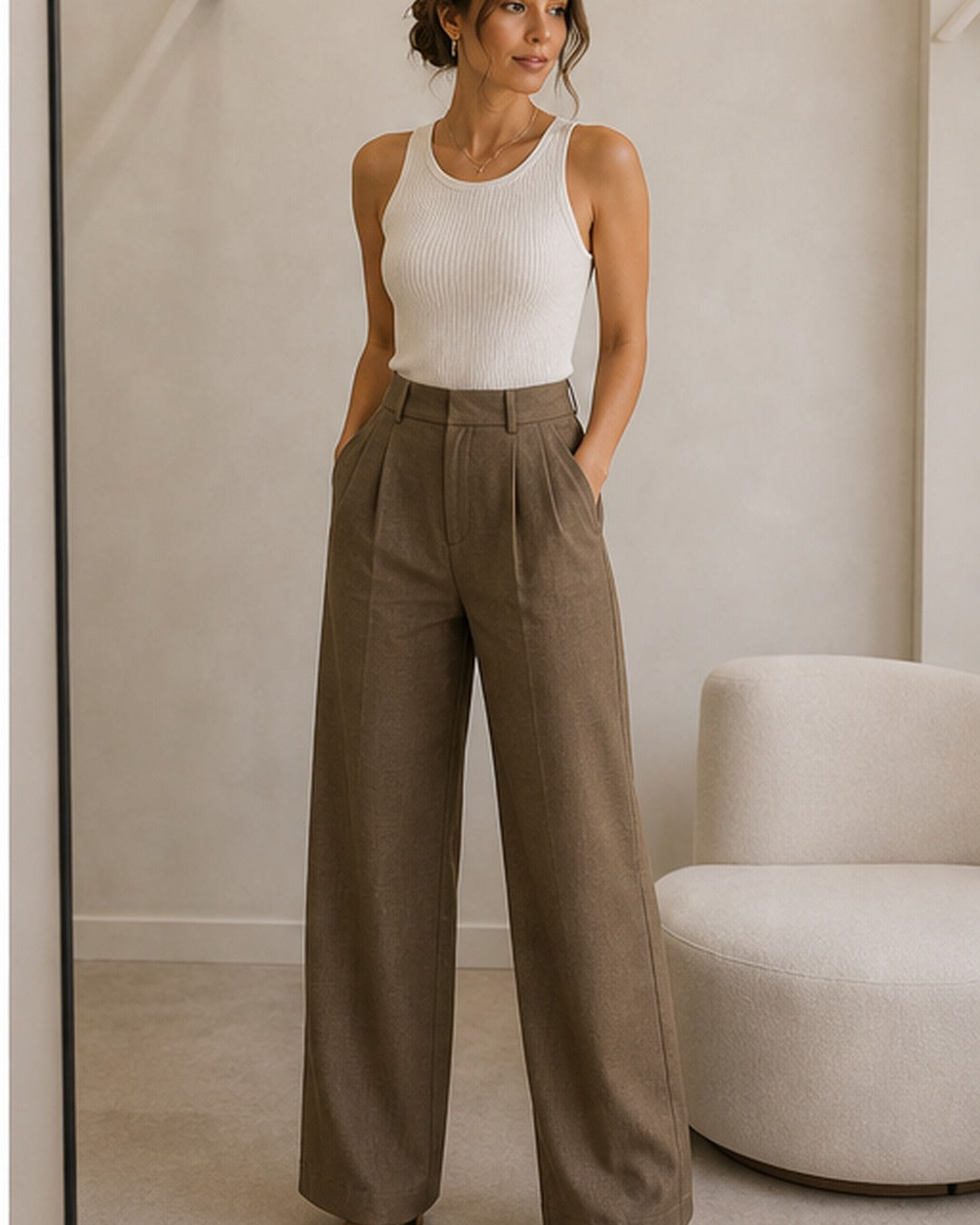 Calca alfaiataria com pregas - editorial com modelo 4