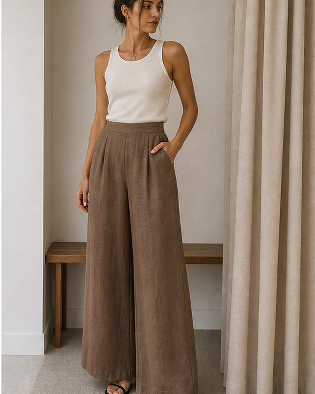 Calca pantalona colorida - editorial com modelo 4