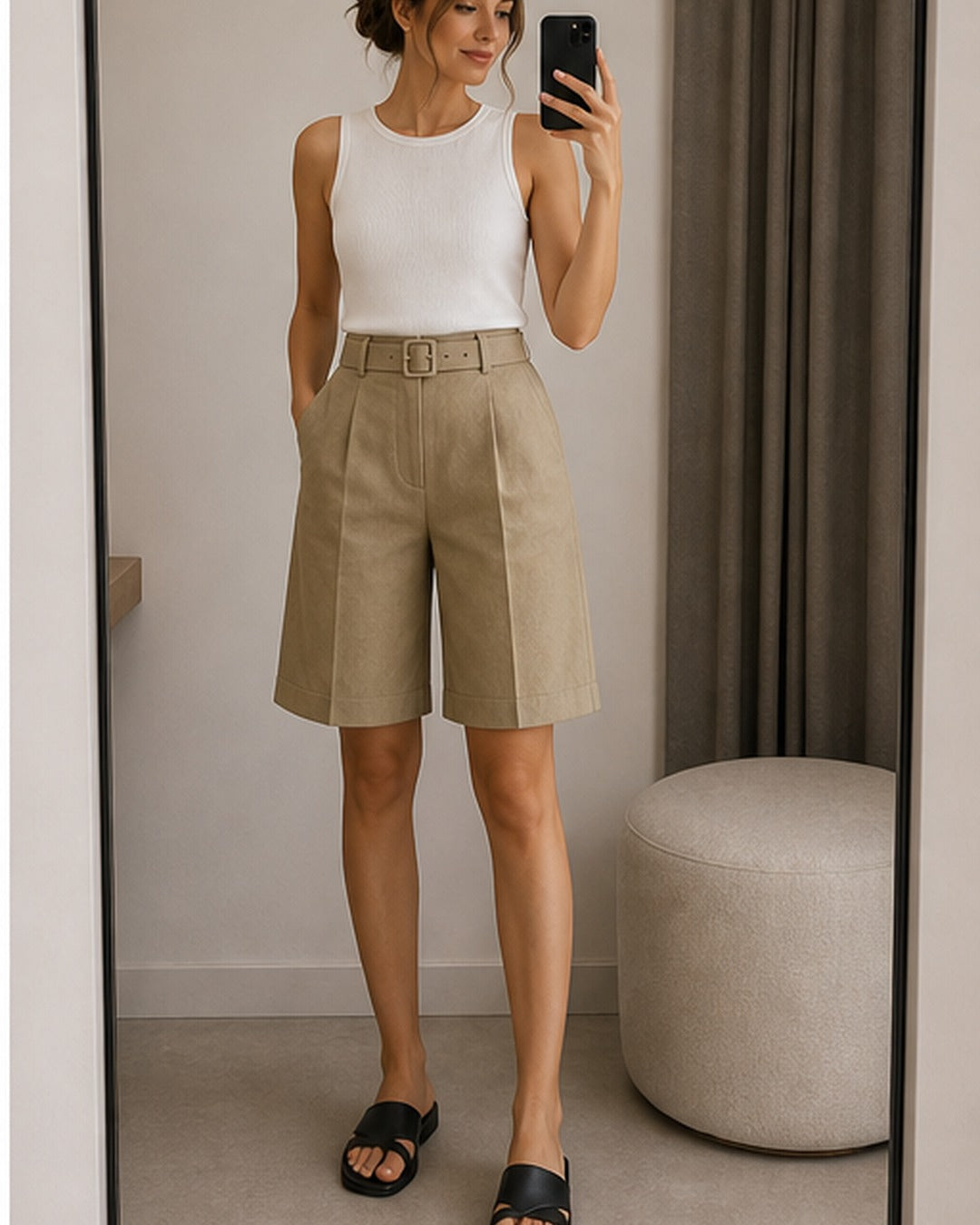 Bermuda alfaiataria com cinto - editorial com modelo 4
